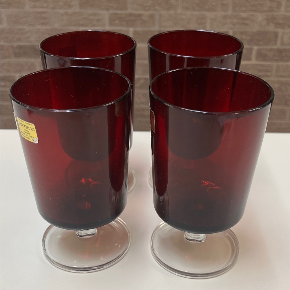 Arcoroc Ruby Red Glass Goblets - Set of 4 - Picture 9 of 11